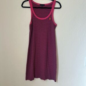 Ralph Lauren Pink and navy Striped tank Dress size L